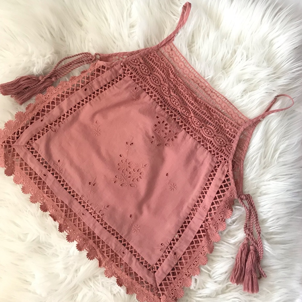 Free People Garden Party Eyelet Top Pink